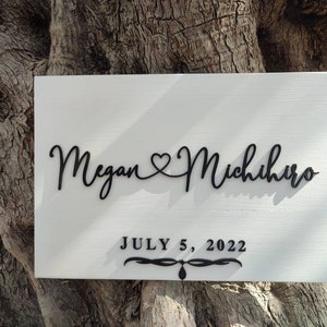 A beautifully crafted Heart Name Wood Sign, perfect for couples. This personalized sign makes a fantastic wedding gift idea, anniversary gift, or Valentine's Day gift, celebrating love and togetherness in a unique way.