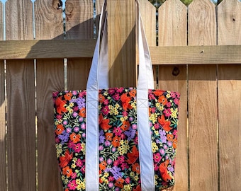 Handmade Quilted Floral Tote Bag – Fabric Tote, Reusable Everyday Bag, Gift for Her