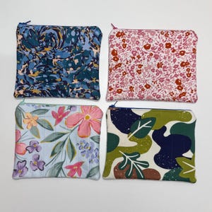 Handmade Quilted Zipper Pouch – Small Fabric Cosmetic Bag, Essentials, Travel Pouch