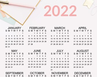 22 Mini Calendar Etsy