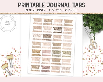 Printable tabs, fold-over tabs, PNG cut file collage sheet, planner journal tab, foldable tab dividers, organizer digital PNG, PDF (PR15)
