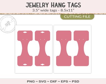 Oorbel scrunchie hang tag, ketting of armband set display template, 3,5" sieraden verpakking, omvouwen, bestand knippen, PSD, PNG, SVG (JT01C)
