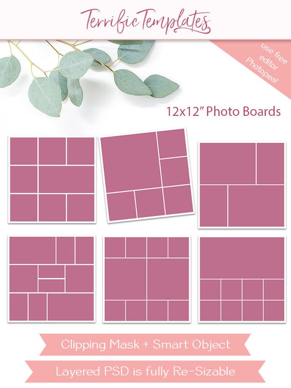 6 Photo layout templates 12x12 photography boards | Etsy