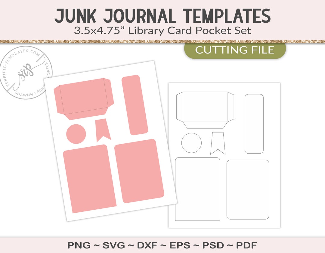 Library Pocket Card Template, Pocket Envelope With Card, SVG Cutting ...
