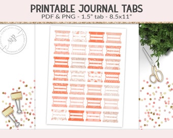 Printable tabs, fold-over tabs, PNG cut file collage sheet, planner journal tab, foldable tab dividers, organizer digital PNG, PDF (PR25)