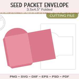 Seed packet envelope template, party printable craft template, gift insert, blank sheet design your own commercial use PSD, PNG, SVG (PY10)