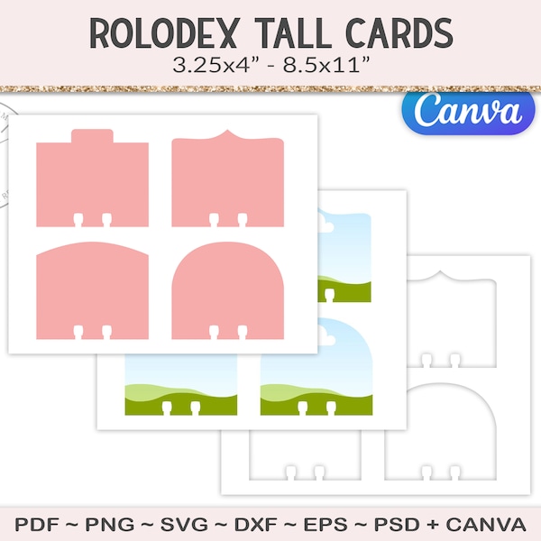 Dex card template, blank rolodex craft cards, svg cut file, memory dex card crafts, printable digital download SVG, PDF, PNG (PS16)