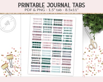 Printable tabs, fold-over tabs, PNG cut file collage sheet, planner journal tab, foldable tab dividers, organizer digital PNG, PDF (PR37)