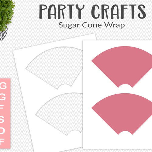 sugar cone wrap template party printable craft template ice etsy