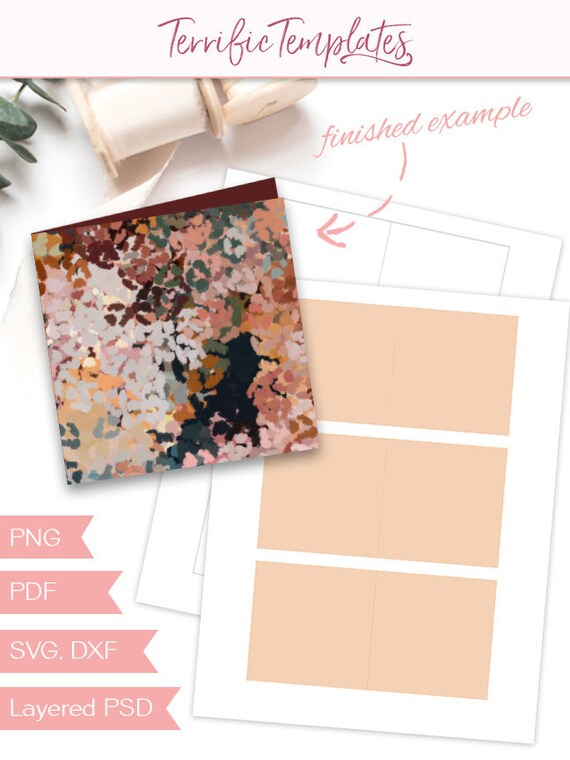 Folded Gift Card Template 3 Inch Square Folding Card Party Etsy