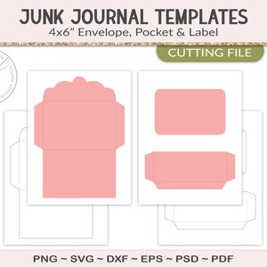 Small envelope, junk journal template, 6" envelope, SVG cutting file, mini planner insert, printable craft supply, scrapbooking, PSD (JL07)
