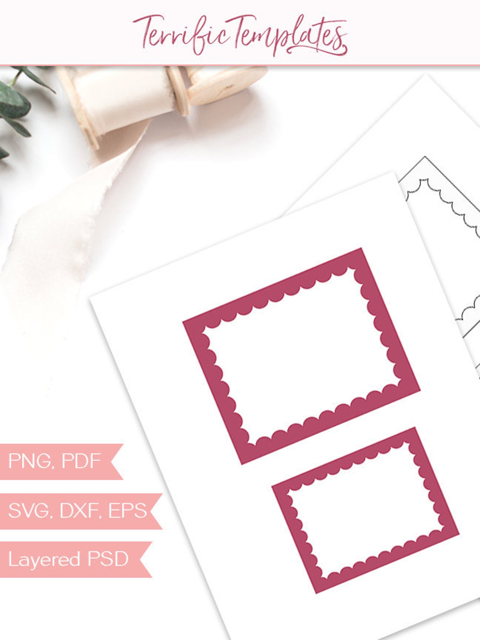 Rectangle frames template printable for greeting card or | Etsy