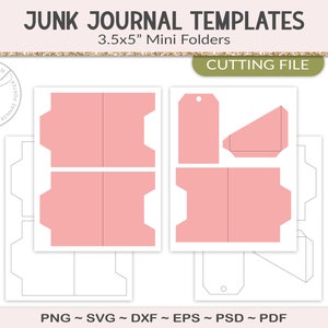 Mini folder, junk journal template, 5 inch folder, SVG cutting file, mini planner insert, printable craft supply, scrapbooking, PSD (JL01)