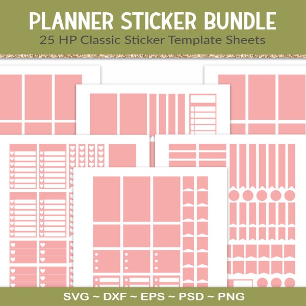 Planner sticker bundle for HP Classic, 25 assorted template sheets, planner printables, design your own planner stickers for CU (BD11)