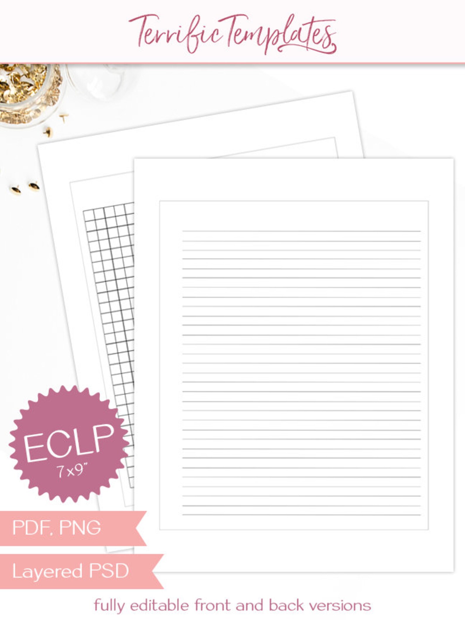 Editable Notes and Grid Template for Erin Condren Ring Binder | Etsy