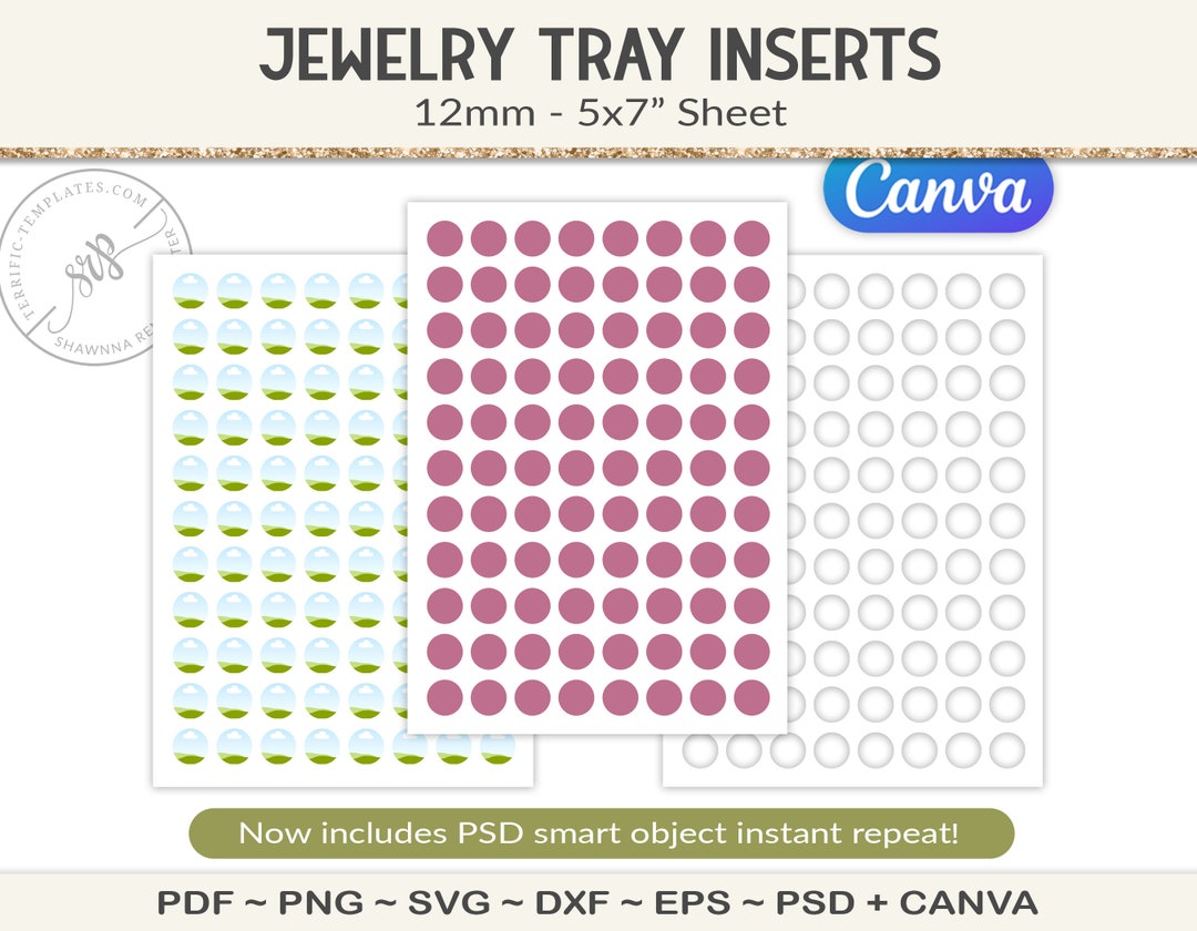 12mm Round Jewelry Pendant Tray Template, Circle Collage Sheet on 5x7 ...