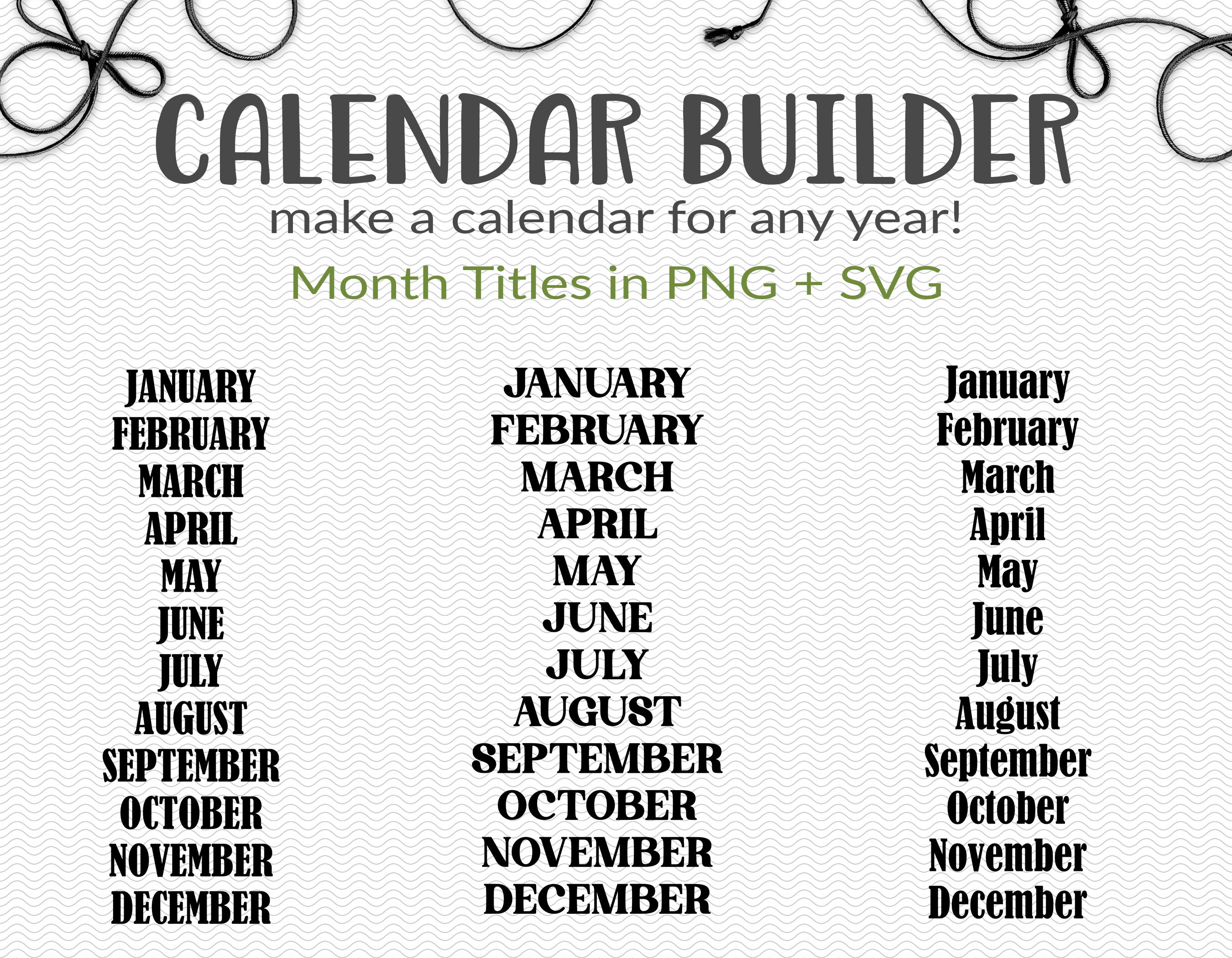 Calendar Builder Png Overlays Create Your Own Calendar Etsy