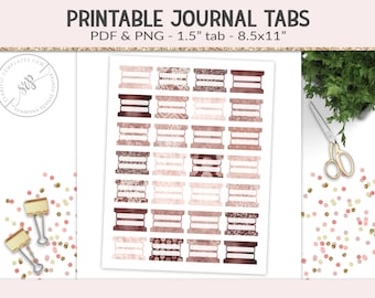 Printable tabs, fold-over tabs, PNG cut file collage sheet, planner journal tab, foldable tab dividers, organizer digital PNG, PDF (PR26)