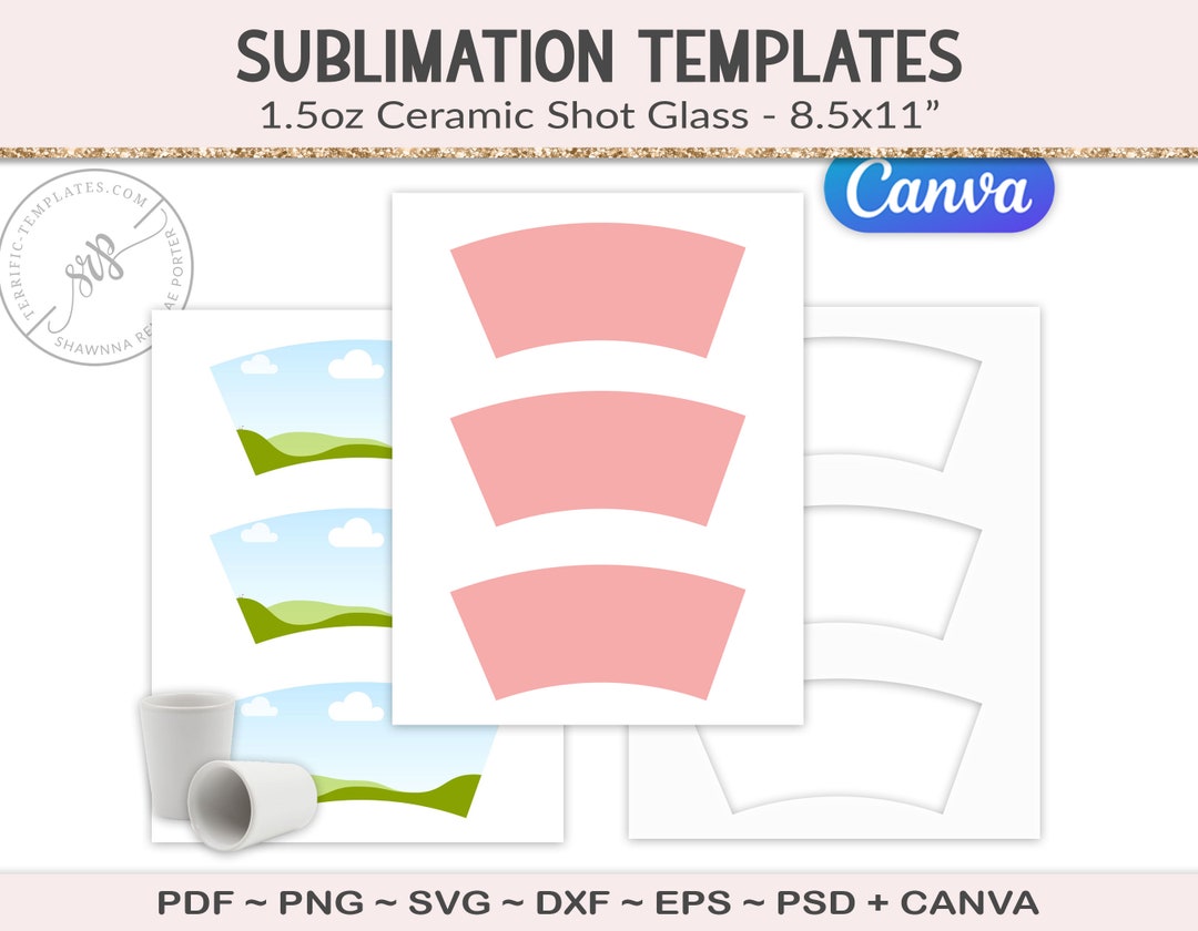 Ceramic Shot Glass Wrap Template, 1.5oz Glass for Sublimation, Canva