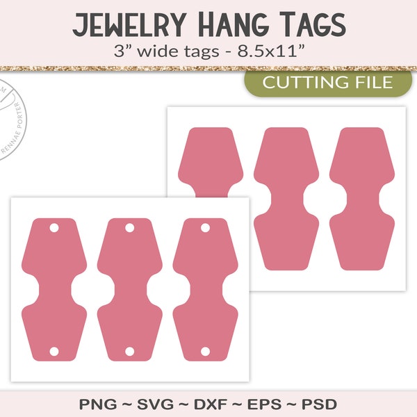 Necklace or bracelet display template, 3" jewelry hang tag packaging, fold over necklace holder, with cut file, PSD, PNG, SVG (JT03B)