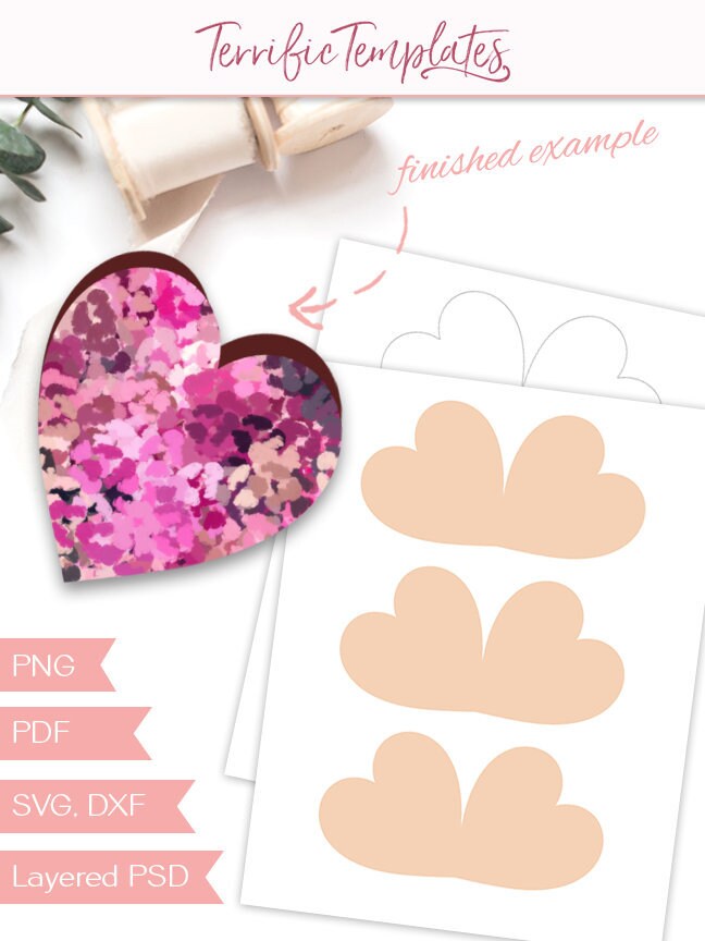 folded heart shape gift card template 3 inch folding gift etsy new zealand