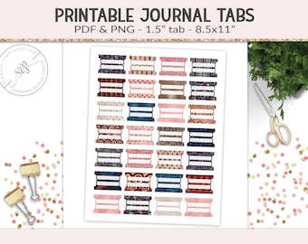 Printable tabs, fold-over tabs, PNG cut file collage sheet, planner journal tab, foldable tab dividers, organizer digital PNG, PDF (PR28)