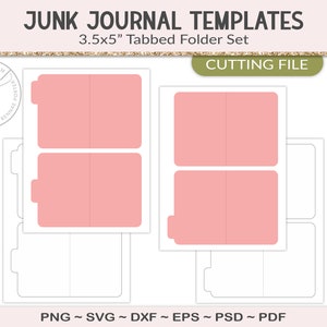 Tabbed folder set, junk journal template, 3.5x5" folder, SVG cutting file, mini journal folders, tabbed accordian book, PDF, PSD (JL55)
