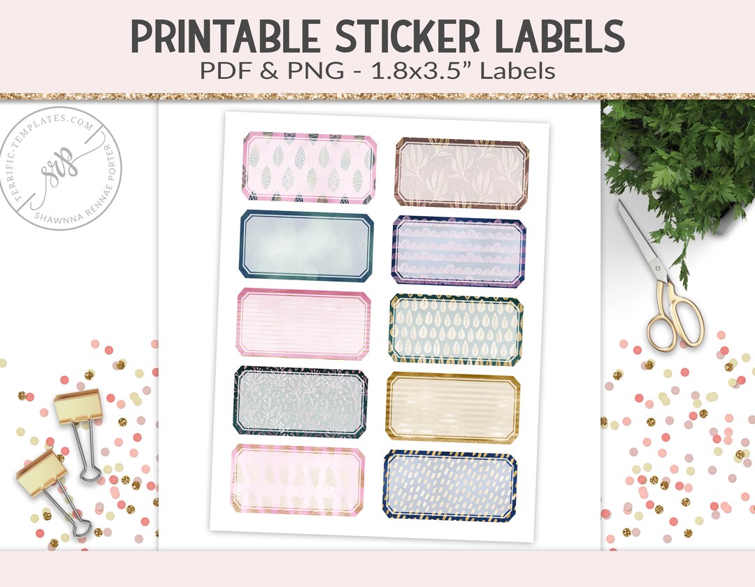 Printable Labels, Sticker Sheet, PNG Cut File Collage Sheet, 1.8x3.5 ...