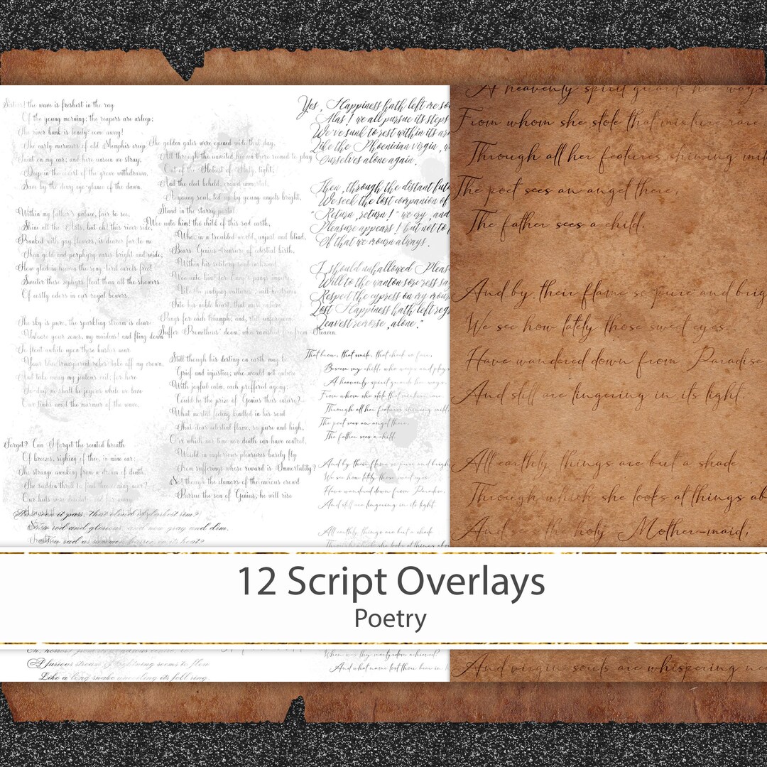 Grungy Script Overlays PNG Handwriting Text Clipart Ink - Etsy