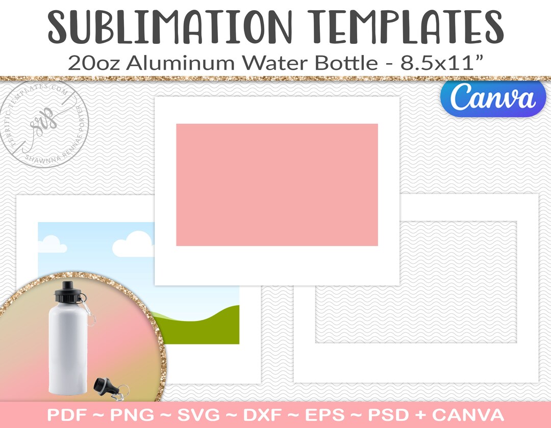20oz Aluminum Water Bottle Wrap Template for Sublimation Etsy 20oz Aluminum Water Bottle Wrap Template for Sublimation Etsy