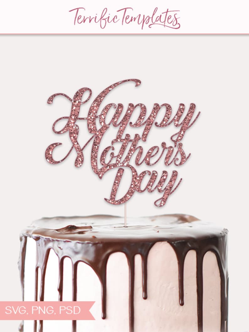 Download Happy Mother's Day cake topper digital graphic in solid | Etsy