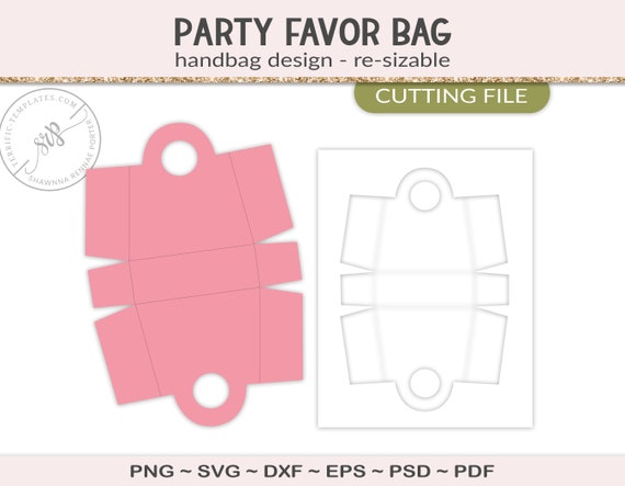 Party Favor Bag Template, Party Printable Craft Template Cutting 