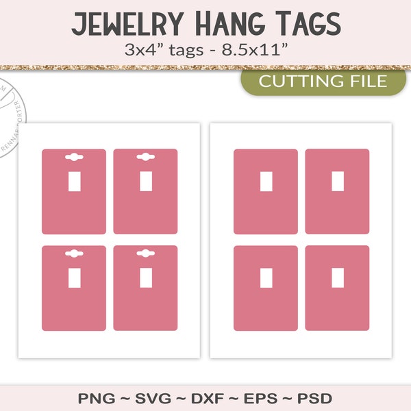 Badge reel display card template, 3x4" hang tag packaging, design your own with silhouette or cricut, PSD, PNG, SVG (JT18V)