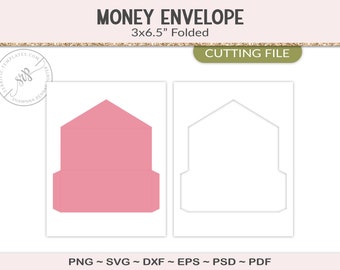 Money envelope template, 6.5x3" currency envelope, party printable, blank envelope, design your own for commercial use PSD, PNG, SVG (PY18)