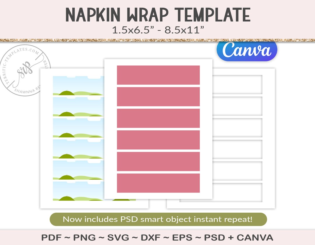 Paper Napkin Ring Template Party Printable Table Decor Etsy