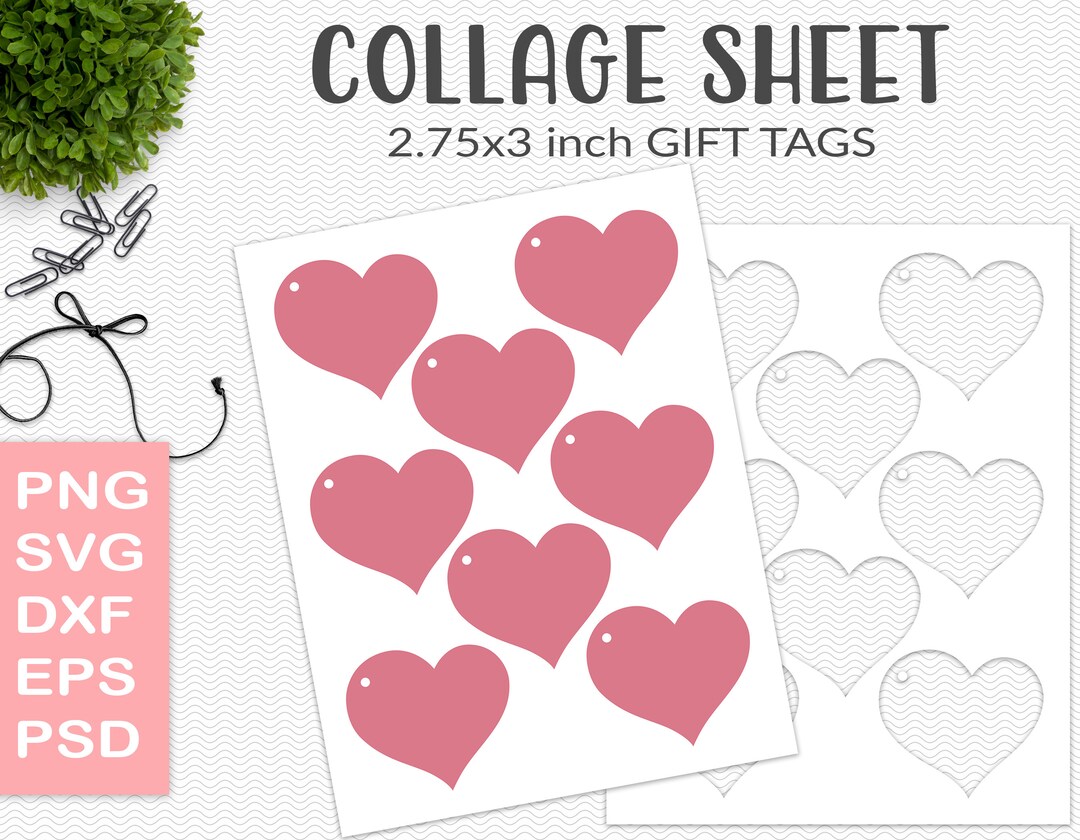 3 Heart Gift Tag Template Party Printable 3 Inch - Etsy
