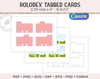 Dex card template, blank tabbed rolodex cards, svg cut file, memory dex card crafts, printable craft digital download SVG, PDF, PNG (PS14)