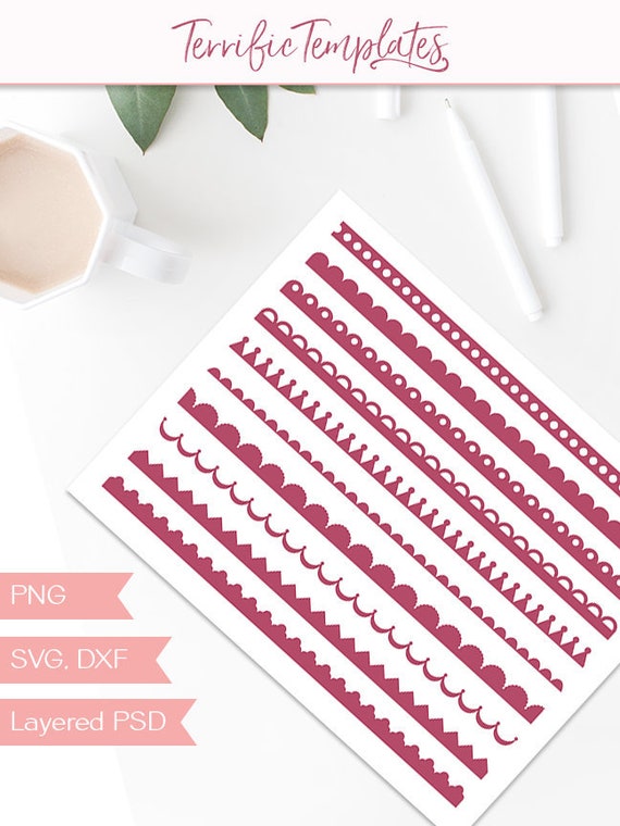 Decorative ribbon template printable craft template cutting | Etsy