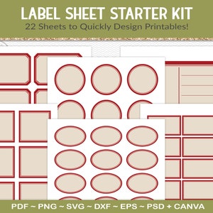 Dennison label template starter kit, multi-layer sticker sheets, printable craft templates, cutting file, canva file, EPS, PSD, SVG (BD37)