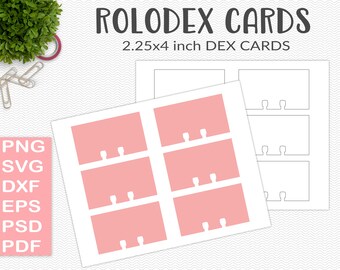 Dex card template, blank rolodex cards, svg cut file, memory dex card crafts, printable craft digital download SVG, PDF, PNG (PS13)