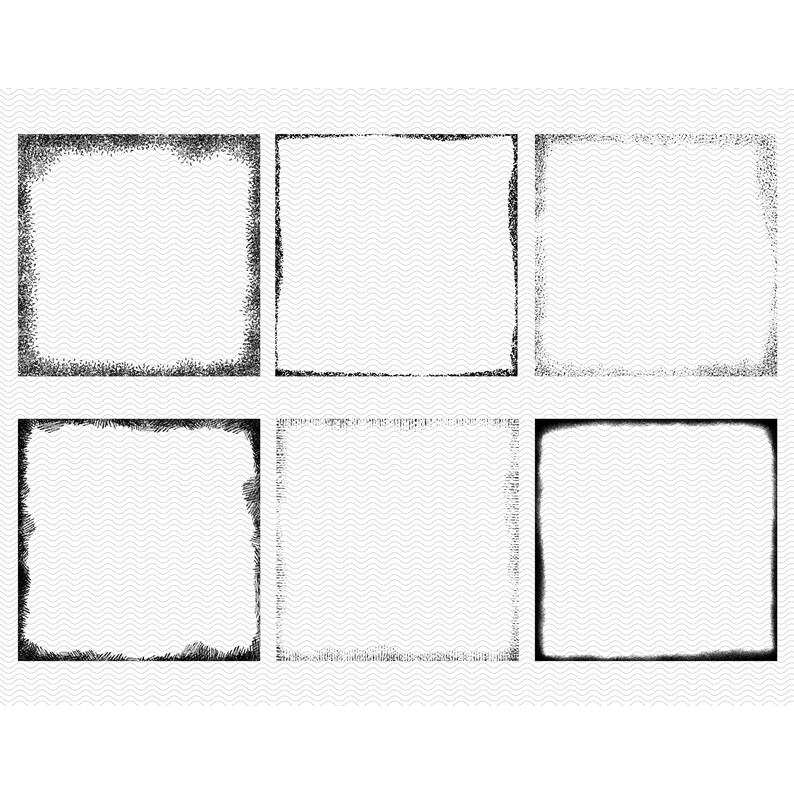 Grunge edge scrapbook overlays, black paper frame overlay, 12x12 size png clipping masks, digital junk journal design elements RY20 image 4