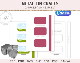 Metal tin label template, inner and outer labels, printable craft page, made to fit altoid box, tin label set, digital PSD, PDF, SVG (TT506)