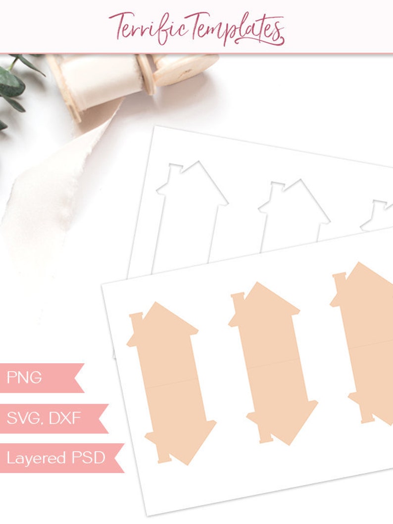 Download Free House Gift Card Template 3 Inch Folding Gift Tag Party Etsy SVG DXF Cut File