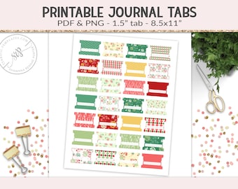 Printable tabs, fold-over tabs, PNG cut file collage sheet, planner journal tab, foldable tab dividers, organizer digital PNG, PDF (PR10)