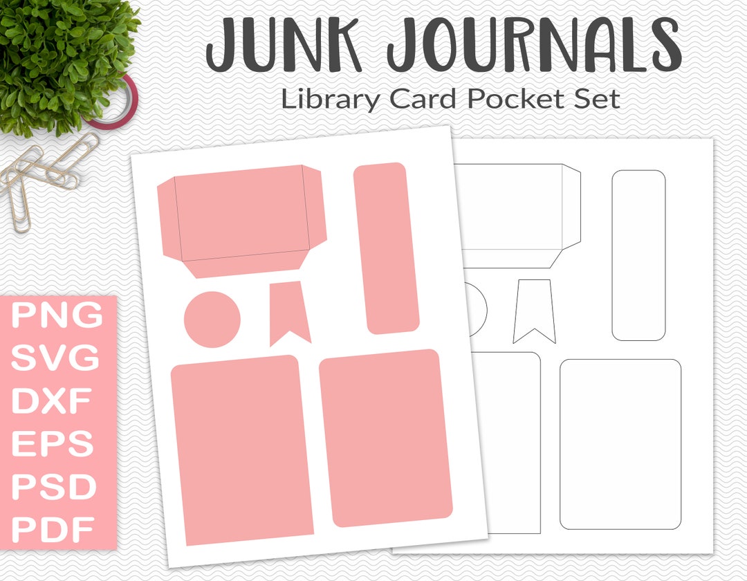 Library Pocket Card Template Pocket Envelope With Card SVG Etsy