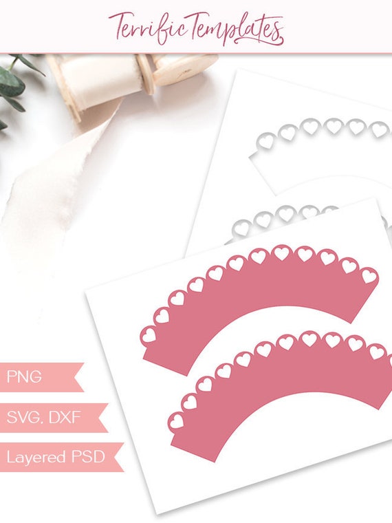 cupcake wrapper template scalloped edge with hearts party printable blank sheet design your own commercial use psd png svg tt157 scalloped edge template