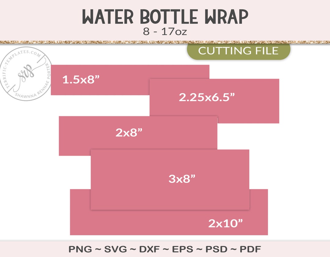 Water Bottle Label Wraps, Party Printable Craft Template, 5 Sizes ...