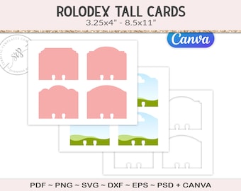 Dex card template, blank rolodex craft cards, svg cut file, memory dex card crafts, printable digital download SVG, PDF, PNG (PS15)