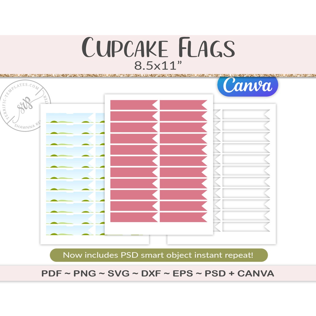 Cupcake Flag Template Party Printable Craft Template Mini - Etsy Australia