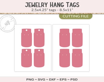 Earring display template, 4" jewelry hang tag packaging, jewelry card packaging, silhouette or cricut cut file, PSD, PNG, SVG (JT16B)